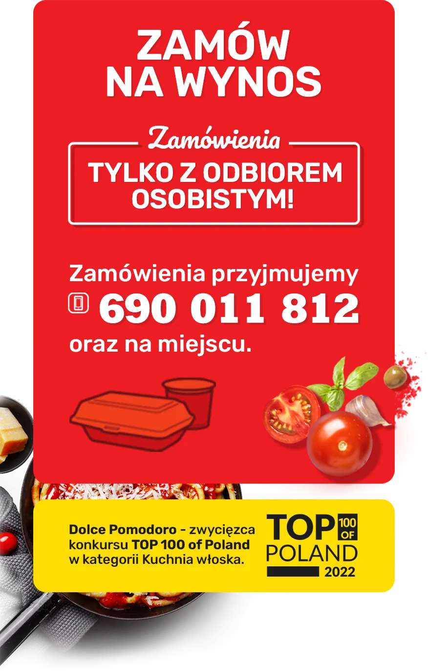 Zamów na wynos - Restauracja Dolce Pomodoro w Gdańsku, Kuchnia włoska